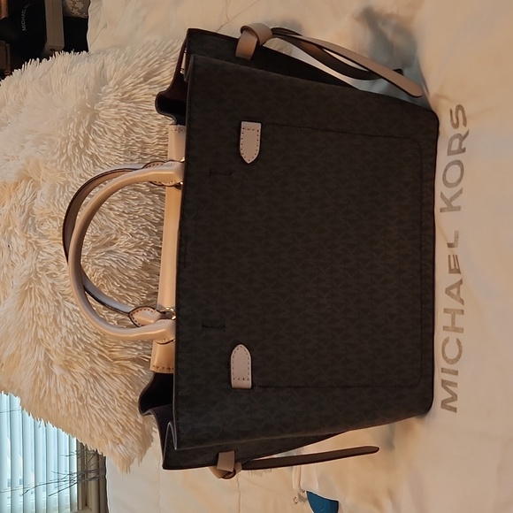 Michael Kors Large Hamilton Legacy Logo Belted Satchel- Pink & Brown NWT $628 - Picture 3 of 11